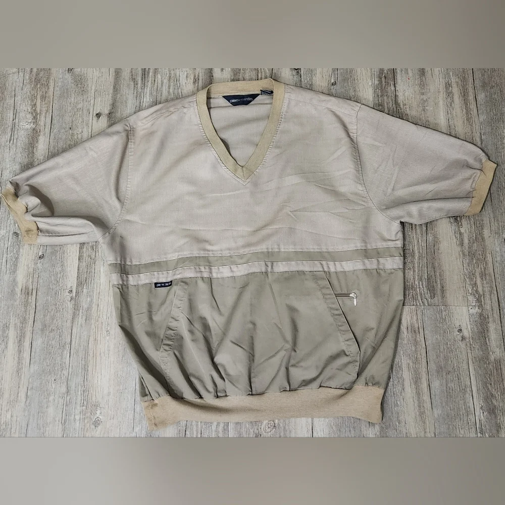 Vintage Pierre Cardin Men’s Vneck Pullover Banded Waist Color Block Tennis Large